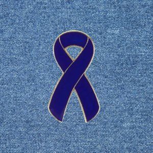 Dark‎ Blue Awareness Ribbon Pin Enamel 1Inch Jacket Backpack